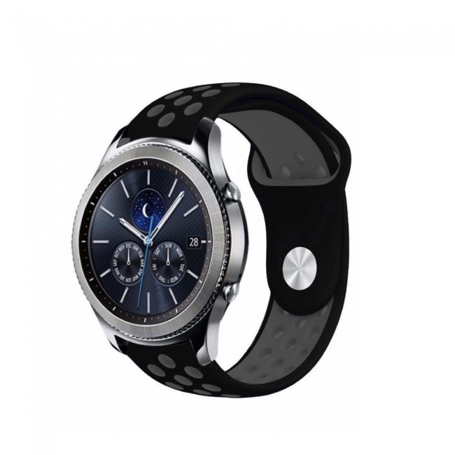 20mm Silicone Nike Design Band for Galaxy Watch Active and Active 2 40-44mm Henlein Series by Margoun - Black Grey