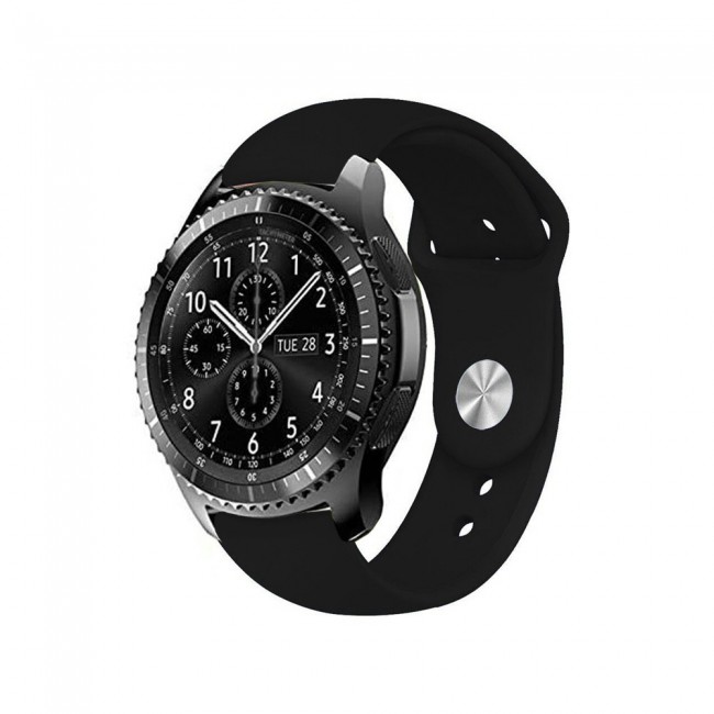 Soft Silicone Band 22mm for Samsung Gear S3 Frontier and Classic Henlein Series Margoun - Black