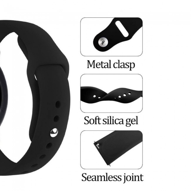 Soft Silicone Band 22mm for Samsung Gear S3 Frontier and Classic Henlein Series Margoun - Black