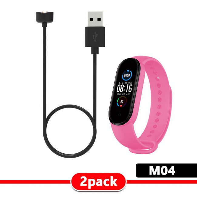 Silicone Band and USB Charger Cable Adapter for Xiaomi Mi Band 5 - ALL Colors