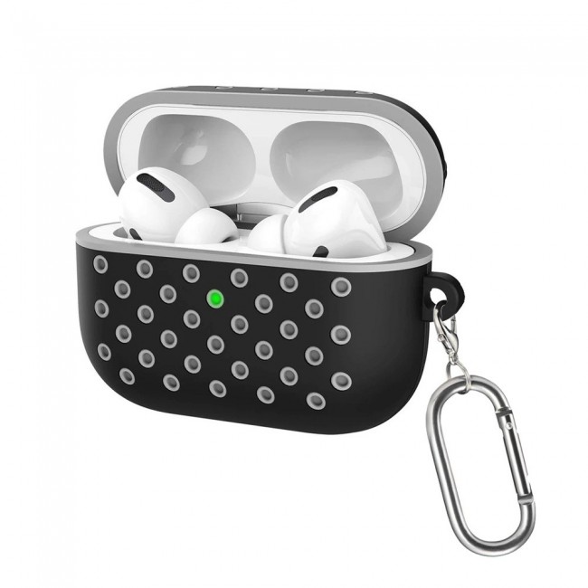 Margoun Silicone Case Cover for Airpods Pro with Keychain – Black - Main Image
