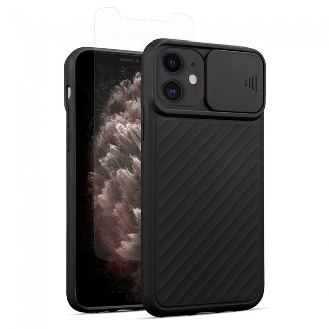 Slide Camera Shield Case and Screen Protector for iphone 11 - Black