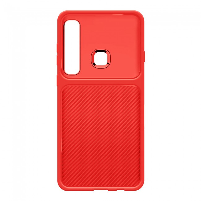 Margoun TPU Case Cover with Carbon Fiber Pattern for Samsung Galaxy A9 2018 - Red