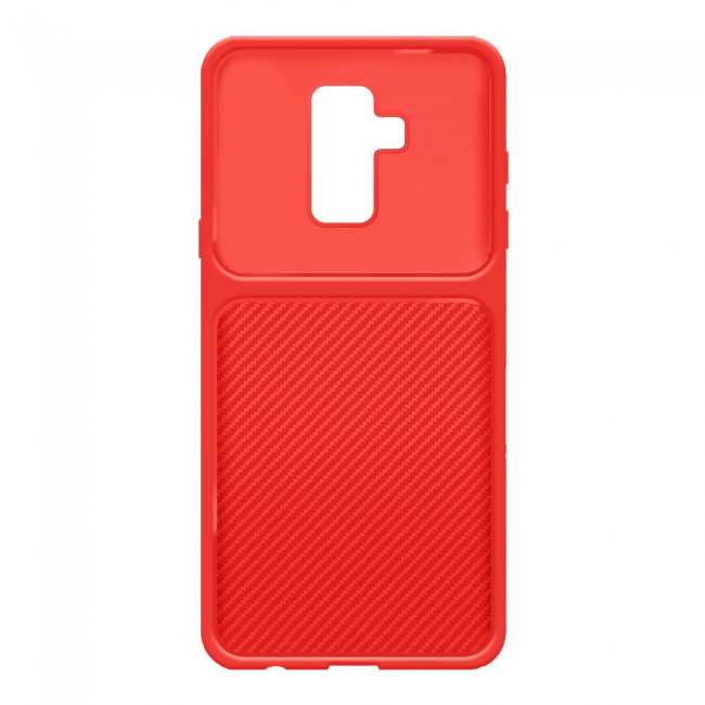 Margoun TPU Case Cover with Carbon Fiber Pattern for Samsung Galaxy A6 Plus - Red