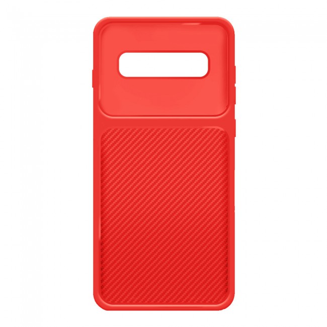 Margoun TPU Case Cover with Carbon Fiber Pattern for Samsung Galaxy S10 - Red