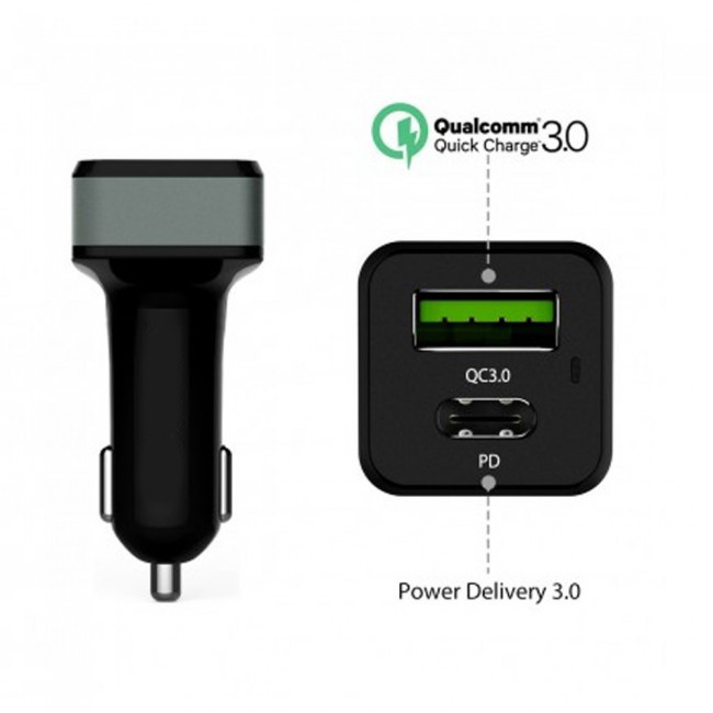 TR410 42W QC3.0 and Type C USB Car Charger for Xiaomi Mi Mix 3 , Mi Mix 3 5G , Mi 9 , Mi 9 SE