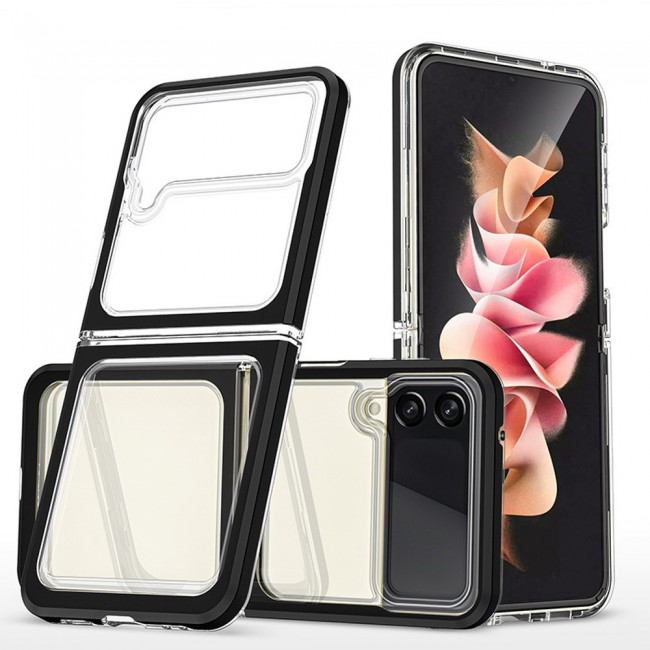 Transparent Hard PC Case Cover for Samsung Galaxy Z Flip 3 by Margoun – Black Edge
