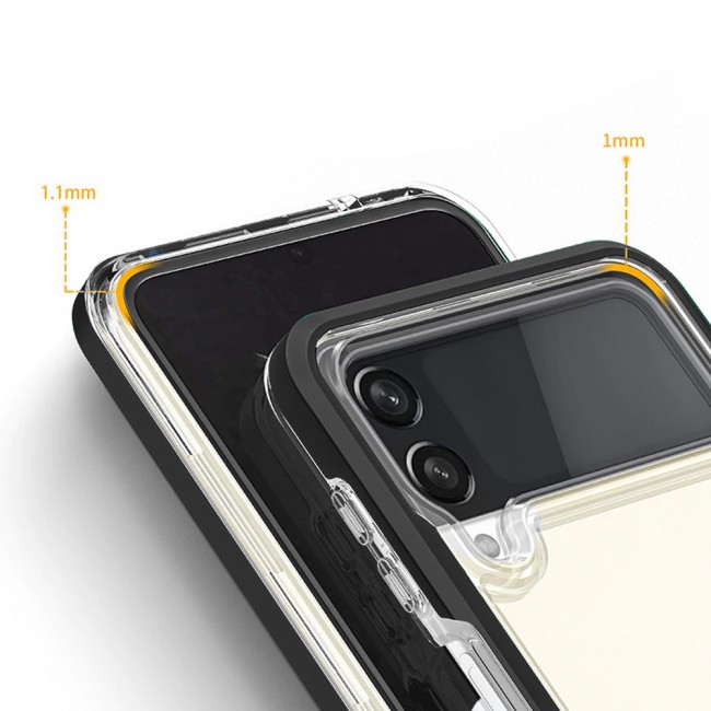 Transparent Hard PC Case Cover for Samsung Galaxy Z Flip 3 by Margoun – Black Edge