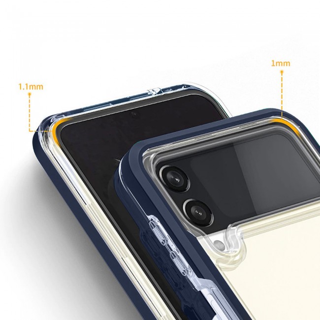 Transparent Hard PC Case Cover for Samsung Galaxy Z Flip 3 by Margoun – Dark Blue Edge