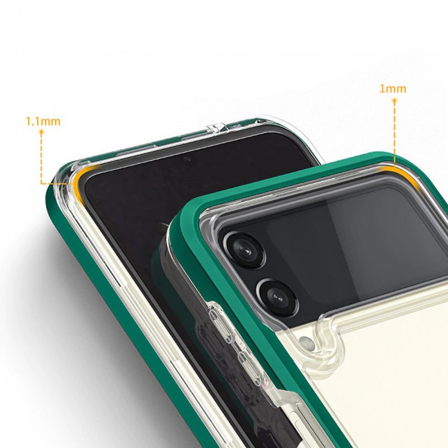 Transparent Hard PC Case Cover for Samsung Galaxy Z Flip 3 by Margoun – Green Edge