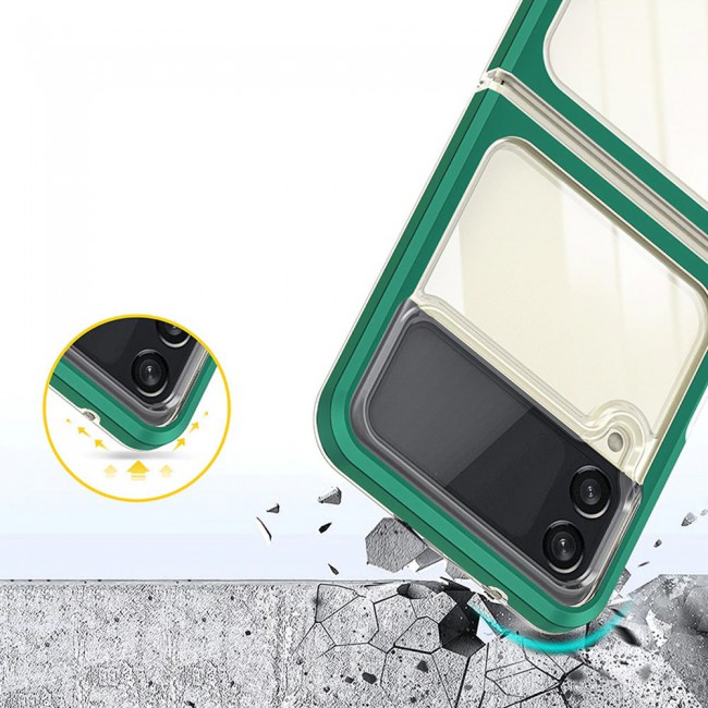 Transparent Hard PC Case Cover for Samsung Galaxy Z Flip 3 by Margoun – Green Edge