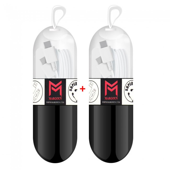 Margoun 2-Pack Type-C To Type-C Charging Cable with Tube Cable Organizer - Black