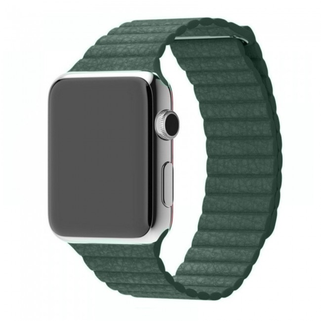 Apple Watch Band 38-40-41mm Leather Loop with Magnet Lock Henlein Series by Margoun - Dark Green