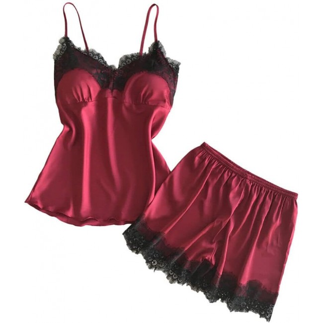Satin cami set womens best sale