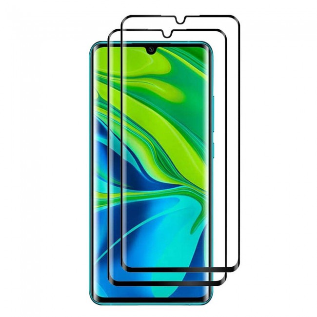 Xiaomi Mi Note 10 Pro 3D Tempered Glass 2 Pack Super Shieldz Margoun- Black Frame