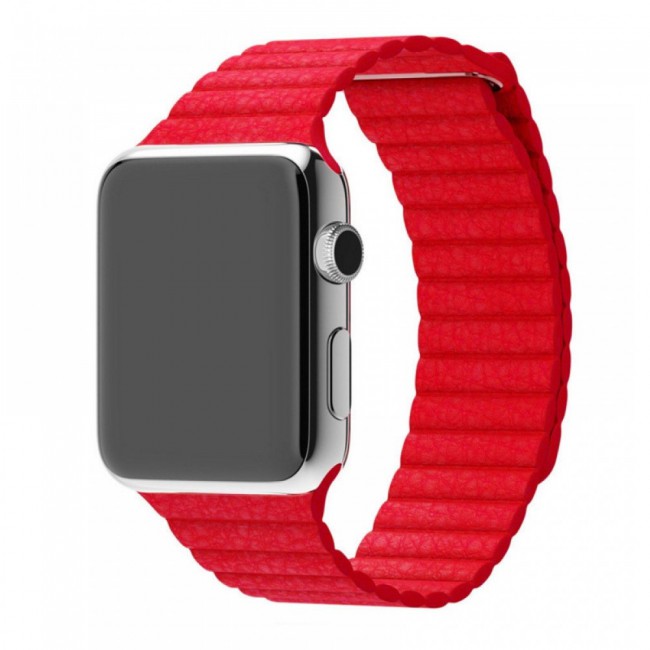 Apple Watch Band 38-40-41mm Leather Loop Strap Henlein Series by Margoun - Red