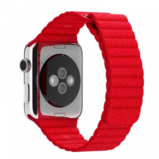 Apple Watch Band 38-40-41mm Leather Loop Strap Henlein Series by Margoun - Red