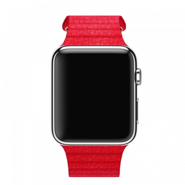 Apple Watch Band 38-40-41mm Leather Loop Strap Henlein Series by Margoun - Red