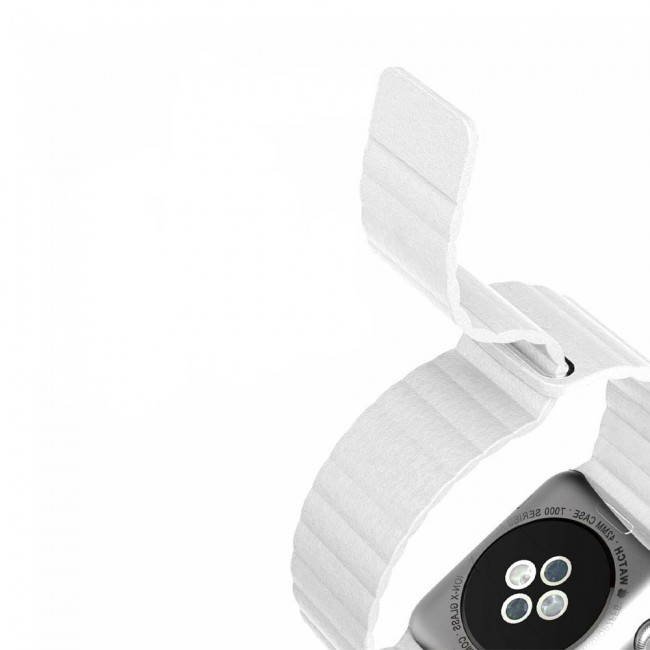 Apple Watch Band 38-40-41mm Leather Loop with Magnet Lock Henlein Series by Margoun - White