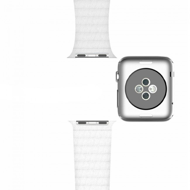 Apple Watch Band 38-40-41mm Leather Loop with Magnet Lock Henlein Series by Margoun - White