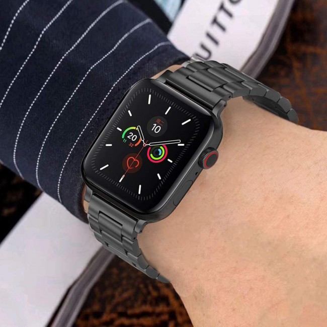 Apple Watch Band 38-40-41mm Buckle Stainless Steel Strap Henlein Series by Margoun - Charcoal Black