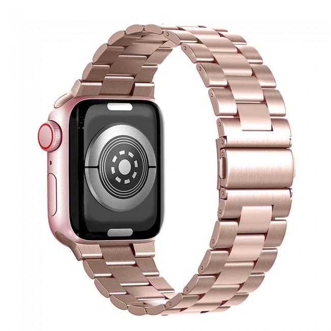 Apple Watch Band 38-40-41mm Buckle Stainless Steel Strap Henlein Series by Margoun - Rose Gold