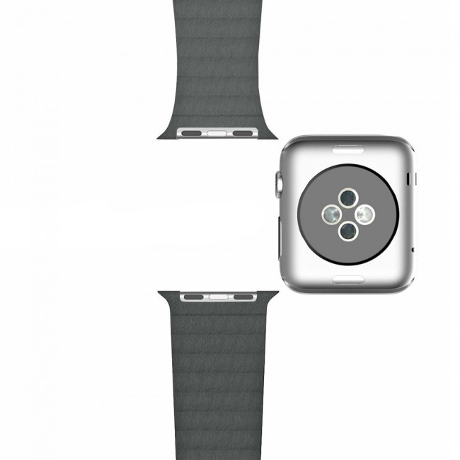 Apple Watch Band 42-44-45mm Leather Loop Strap Henlein Series by Margoun - Grey