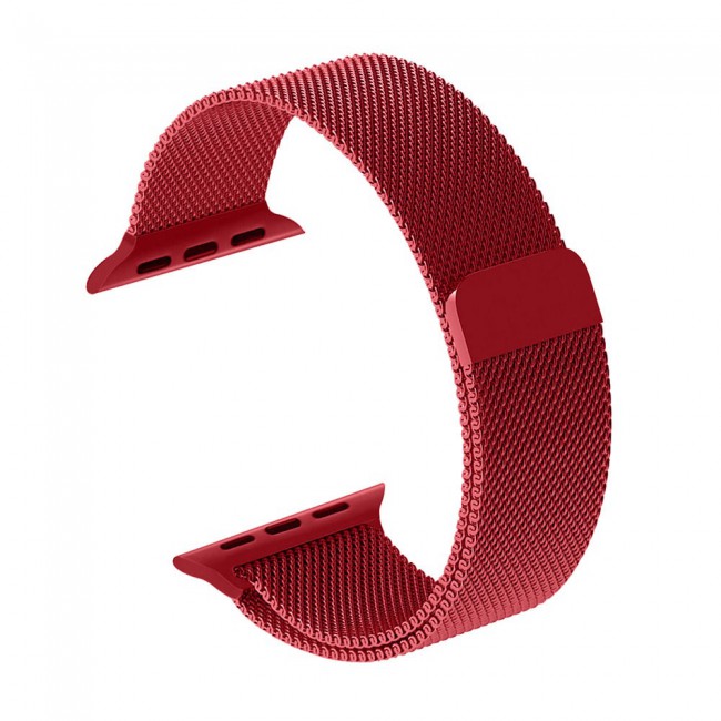 Apple Watch Band 42-44-45mm Milanese Loop Strap - 2-Pack Red Silver