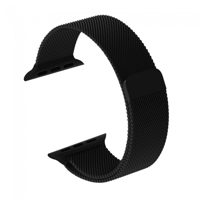 Apple Watch Band 42-44-45mm Milanese Loop Strap - 2-Pack Black Silver