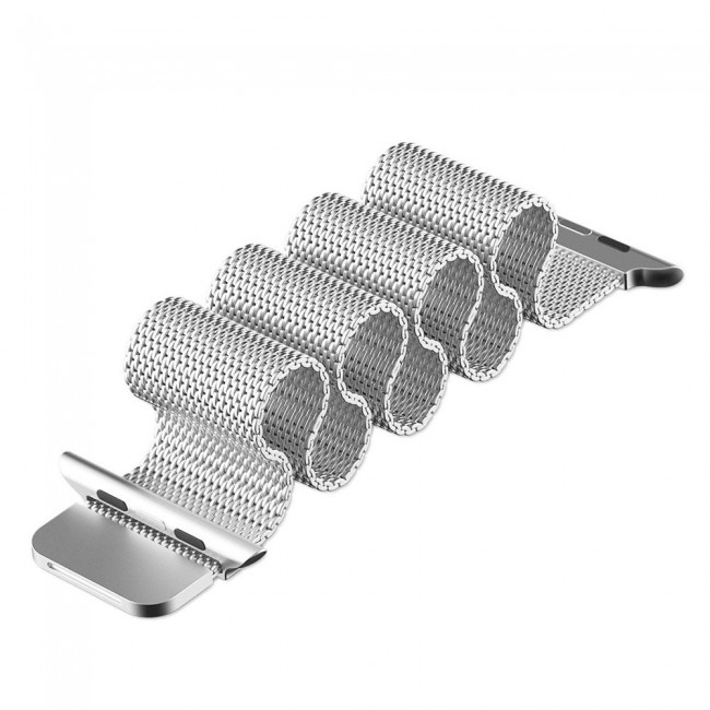 Apple Watch Band 42-44-45mm Milanese Loop Strap - 2-Pack Black Silver