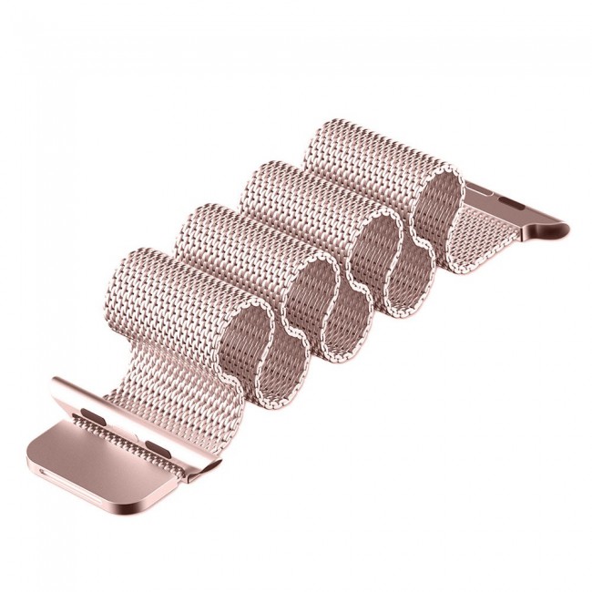 Apple Watch Band 42-44-45mm Milanese Loop Strap - 2-Pack - Dark Gold Rose Gold
