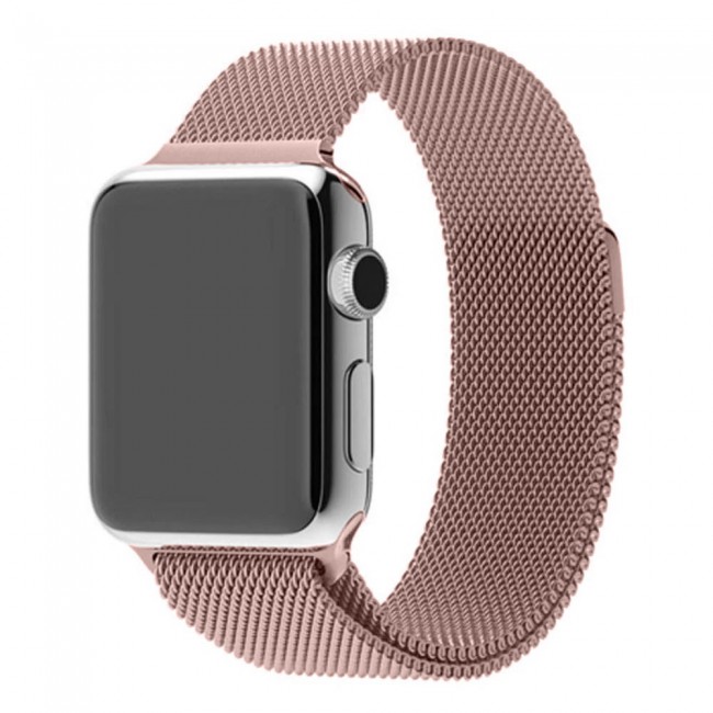 Apple Watch Band 42-44-45mm Milanese Loop Strap - 2-Pack - Rose Gold Red