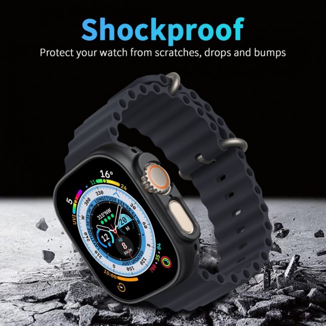 Apple Watch Ultra 49mm Case Protective Hard PC Cover Shockproof Hollow Bumper Frame Guard Compatible with iWatch Ultra 49mm Black