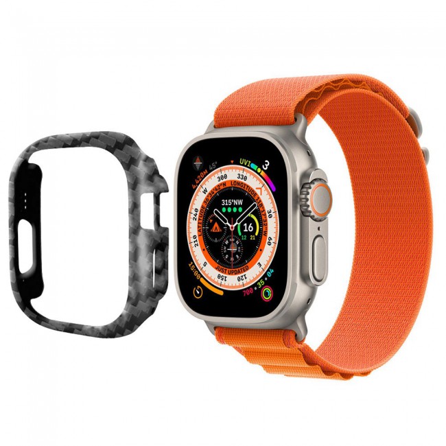 Apple Watch Ultra 49mm Case Protective Hard PC Cover Shockproof Hollow Bumper Frame Guard Compatible with iWatch Ultra 49mm Carbon Fiber Pattern