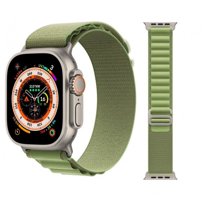 Apple Watch Alpine Loop Band 49mm/45mm/44mm Nylon Woven Sport Strap Compatible with iWatch Series 8/Ultra/7/SE/6/5/4/3/2/1 Green