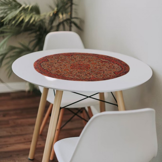 Margoun Persian Handmade Silk Table Cloth with Traditional Design - Wine
