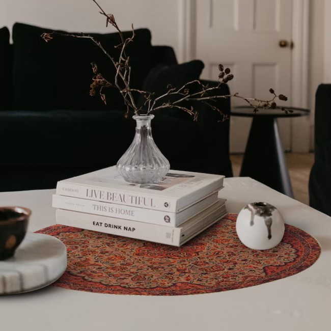 Margoun Persian Handmade Silk Table Cloth with Traditional Design - Wine