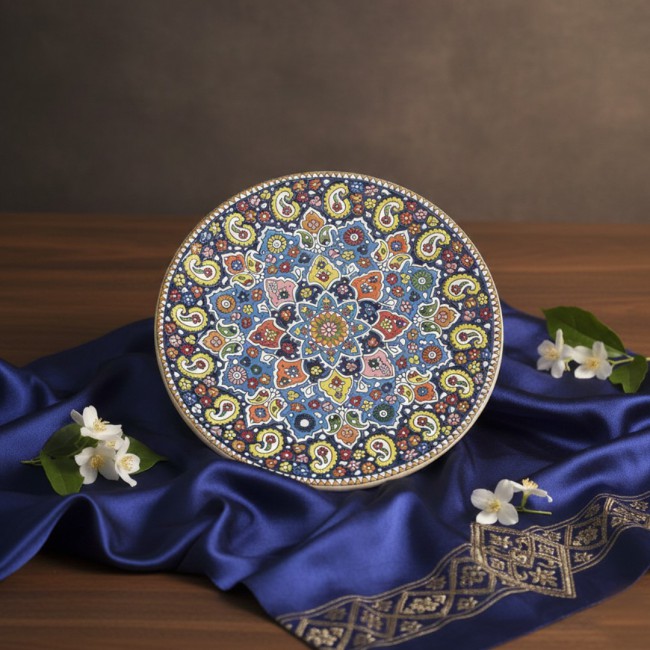 MARGOUN Decorative Wall Plate, Persian Handmade Ceramic Pottery Art, 36 cm Diameter, Wall Mounted Home Decor
