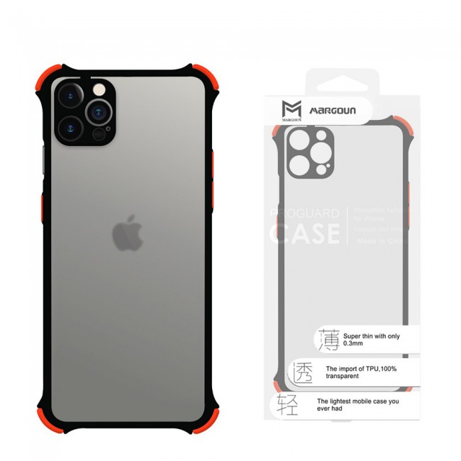iPhone 12 Pro Max Frosted Gorilla Cover with Silicone Edge Proguard by  Margoun Black