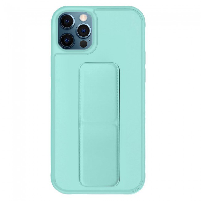 iPhone 11 Pro Max New Margoun Silicone Cover with 2 in 1 Finger Grip and Phone Stand - Mint Green