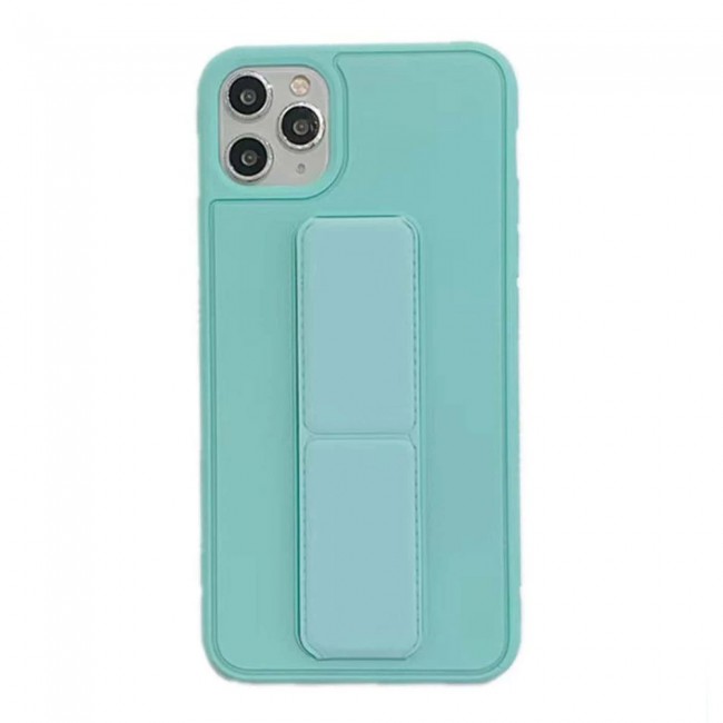 iPhone 11 Pro Max New Margoun Silicone Cover with 2 in 1 Finger Grip and Phone Stand - Mint Green