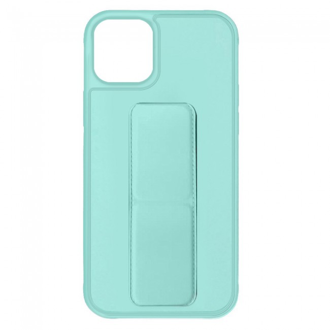 iPhone 11 Pro Max New Margoun Silicone Cover with 2 in 1 Finger Grip and Phone Stand - Mint Green