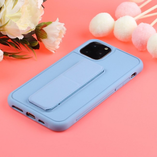iPhone 11 Pro Max New Margoun Silicone Cover with 2 in 1 Finger Grip and Phone Stand - Blue