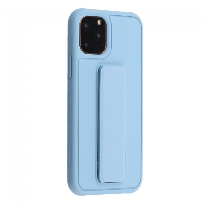 iPhone 11 Pro Max New Margoun Silicone Cover with 2 in 1 Finger Grip and Phone Stand - Blue