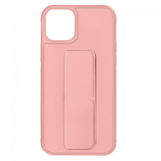 iPhone 11 Pro Max New Margoun Silicone Cover with 2 in 1 Finger Grip and Phone Stand - Pink