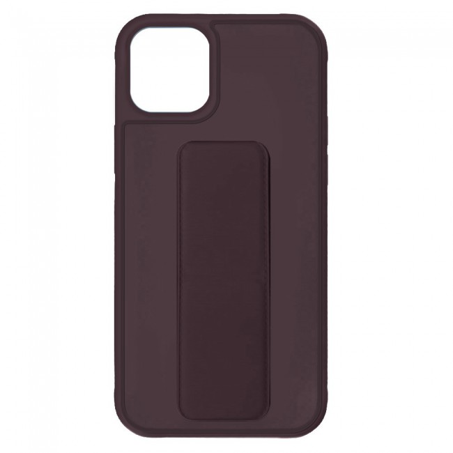 iPhone 11 Pro Max New Margoun Silicone Cover with 2 in 1 Finger Grip and Phone Stand - Coffee Brown