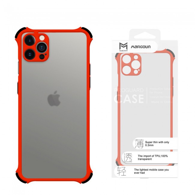 Margoun Frosted Gorilla Case Cover for iPhone 12 Pro with Red