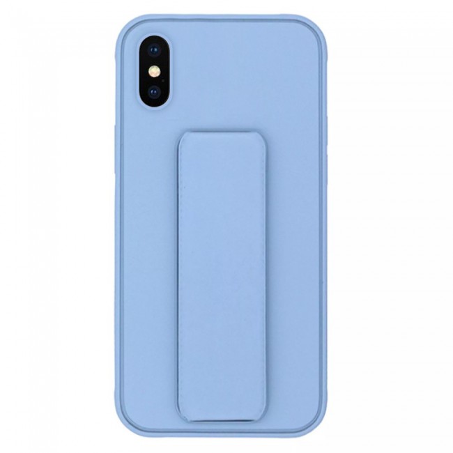 iPhone XS Max Silicone Cover with 2 in 1 Finger Grip Phone Stand Proguard Case by Margoun - Blue