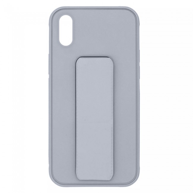 iPhone XS Max Silicone Cover with 2 in 1 Finger Grip Phone Stand Proguard Case by Margoun - Grey