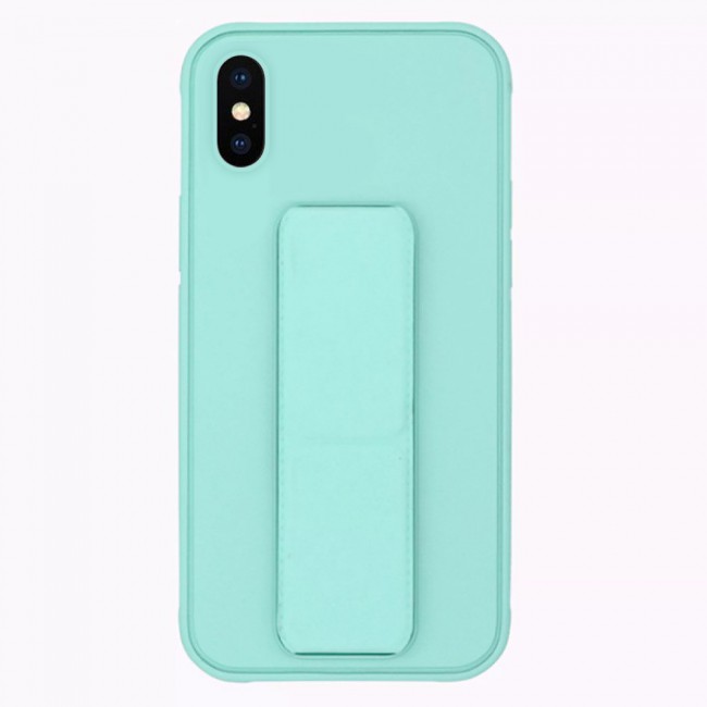 iPhone XS Max Silicone Cover with 2 in 1 Finger Grip Phone Stand Proguard Case by Margoun - Light Green